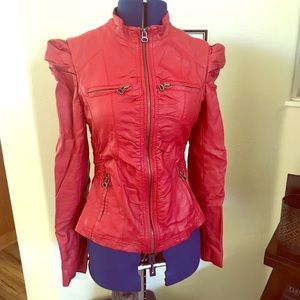 Diva red, vegan leather, fashion jacket